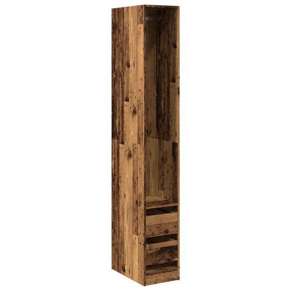 Armario de madera de ingeniería madera envejecida 30x50x200 cm Madera antigua 30 x 50 x 200 cm 2 cajones
