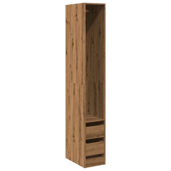Armario de madera de ingeniería roble artesanal 30x50x200 cm Roble artisan 30 x 50 x 200 cm 2 cajones