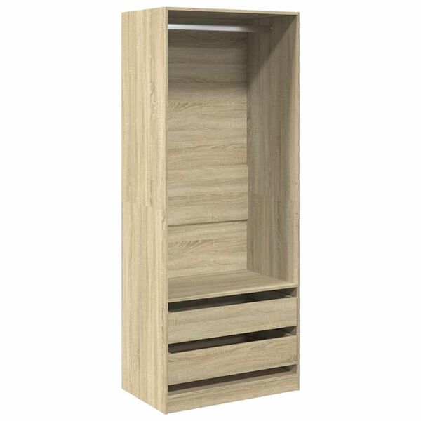 Armario de madera de ingeniería roble Sonoma 80x50x200 cm Roble Sonoma 80 x 50 x 200 cm 2 cajones