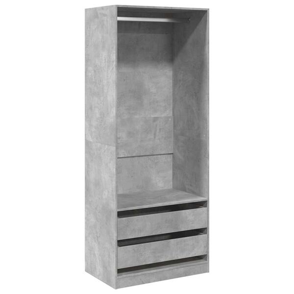 Armario de madera de ingeniería gris hormigón 80x50x200 cm Gris hormigón 80 x 50 x 200 cm 2 cajones