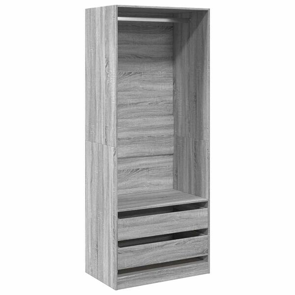 Armario de madera de ingeniería gris Sonoma 80x50x200 cm Gris sonoma 80 x 50 x 200 cm 2 cajones