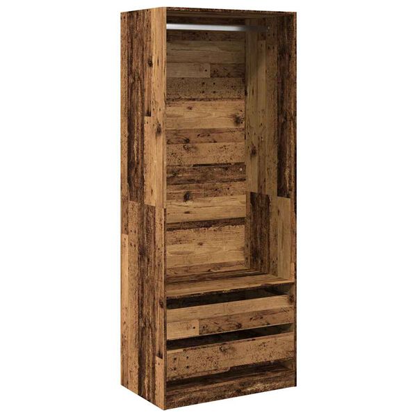Armario de madera de ingeniería madera envejecida 80x50x200 cm Madera antigua 80 x 50 x 200 cm 2 cajones