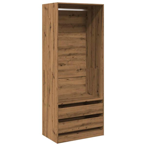 Armario de madera de ingeniería roble artesanal 80x50x200 cm Roble artisan 80 x 50 x 200 cm 2 cajones
