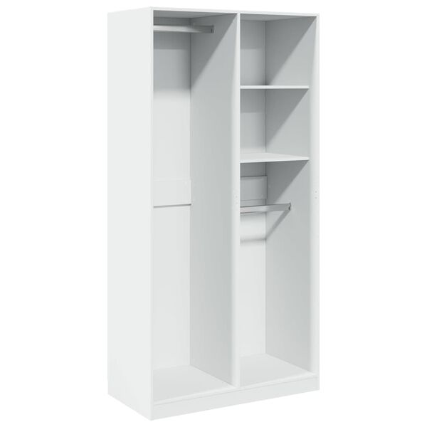 Armario de madera contrachapada blanco 100x50x200 cm Blanco 100 x 50 x 200 cm 2 estantes