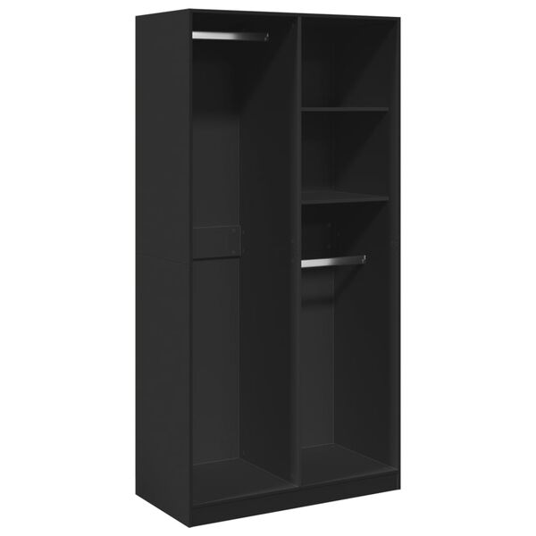 Armario de madera contrachapada negro 100x50x200 cm Negro 100 x 50 x 200 cm 2 estantes