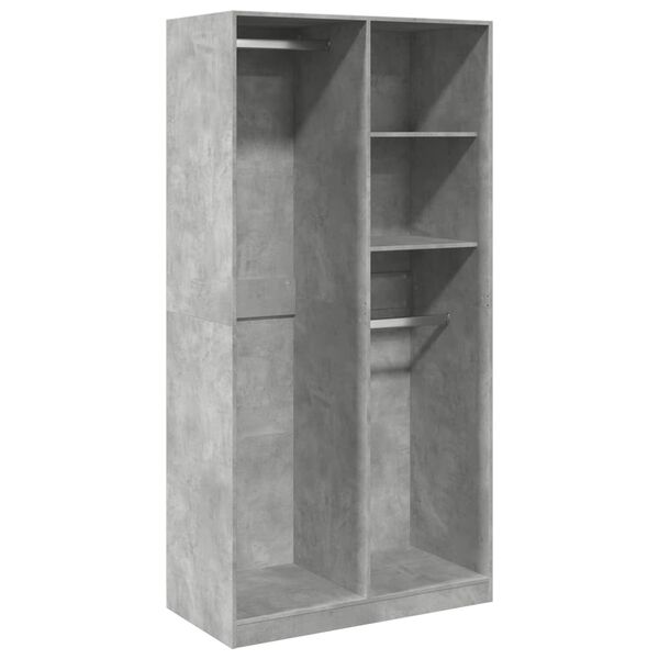 Armario de madera contrachapada gris hormigón 100x50x200 cm Gris hormigón 100 x 50 x 200 cm 2 estantes