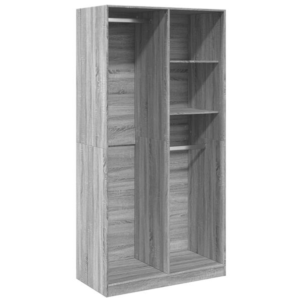 Armario de madera contrachapada gris Sonoma 100x50x200 cm Gris sonoma 100 x 50 x 200 cm 2 estantes