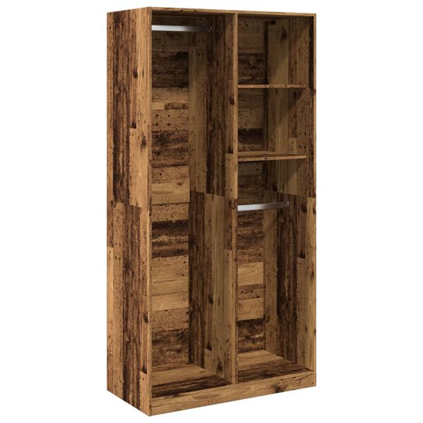 Armario de madera ingeniería envejecida 100x50x200 cm Madera antigua 100 x 50 x 200 cm 2 estantes