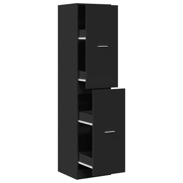 Armario botiquín madera de ingeniería negro 40x41x1745 cm Negro 40 x 41 x 174,5 cm
