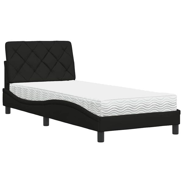 Cama con colchón tela negro 80×200 cm Negro  80 x 200 cm