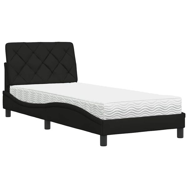 Cama con colchón tela negro 90×200 cm Negro  90 x 200 cm