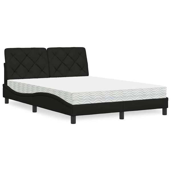 Cama con colchón tela negro 120×200 cm Negro  120 x 200 cm