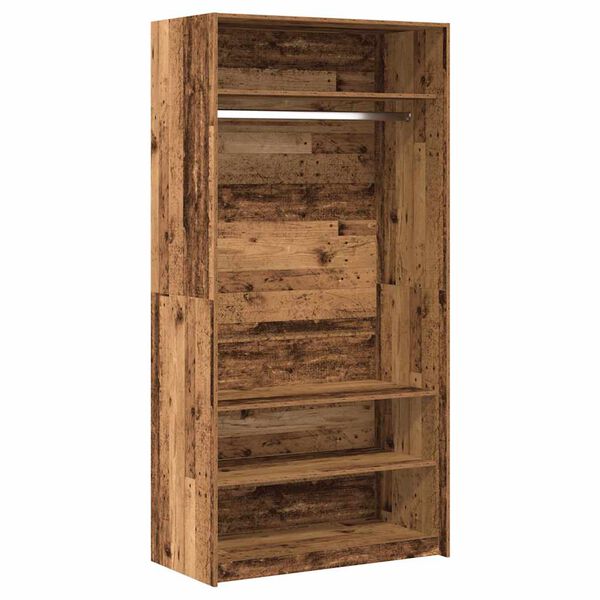 Armario de madera ingeniería envejecida 100x50x200 cm Madera antigua 100 x 50 x 200 cm 3 estantes