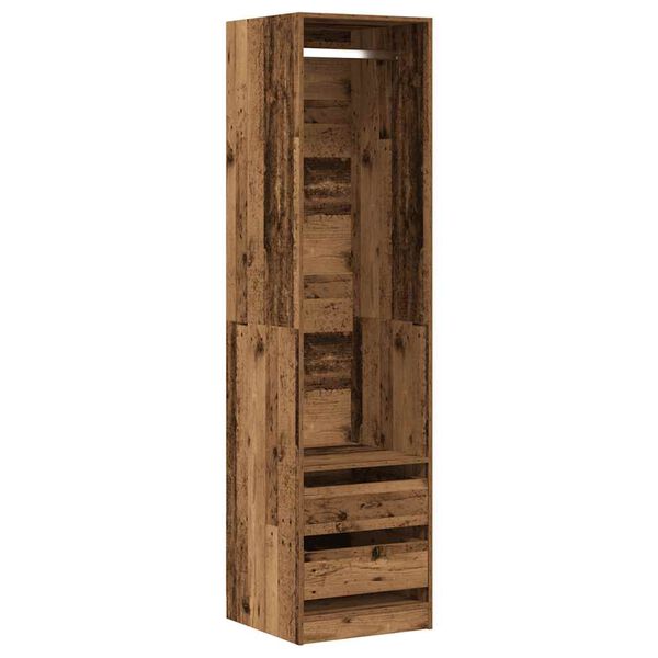 Armario de madera de ingeniería roble envejecido 50x50x200 cm Madera antigua 50 x 50 x 200 cm 2 cajones