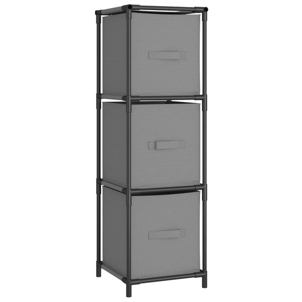 Armario almacenaje de acero con 3 cajones tela gris 34x34x101cm