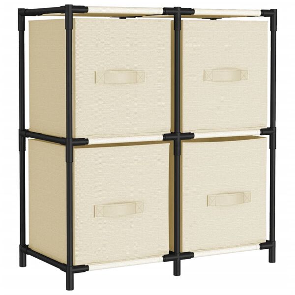 Armario almacenaje de acero con 4 cestas tela crema 63x30x71 cm Crema