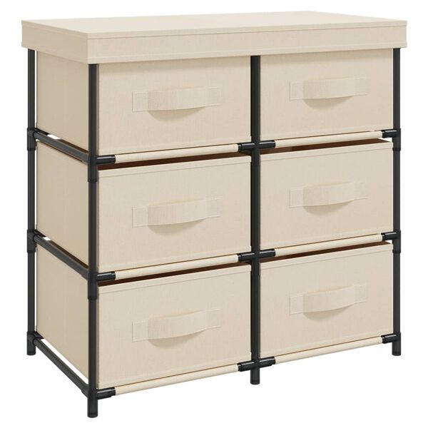 Armario almacenamiento con 6 cajones acero crema 55x29x55 cm Crema