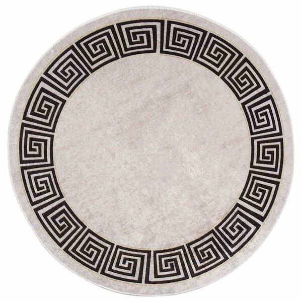 Alfombra lavable antideslizante beige claro φ120 cm Beige y negro Ø 120 cm