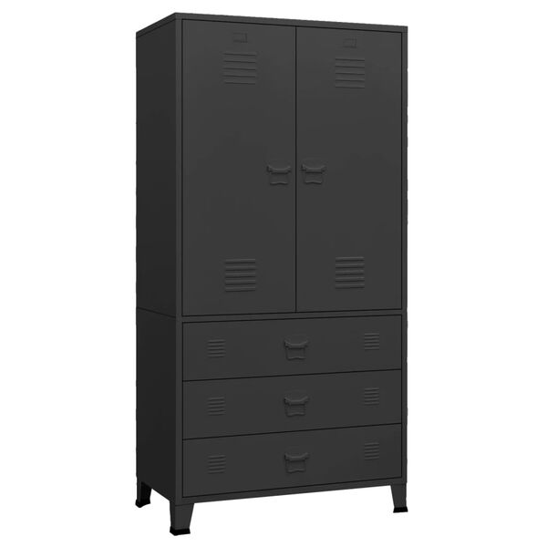 Armario industrial de metal negro 90x50x180 cm Negro