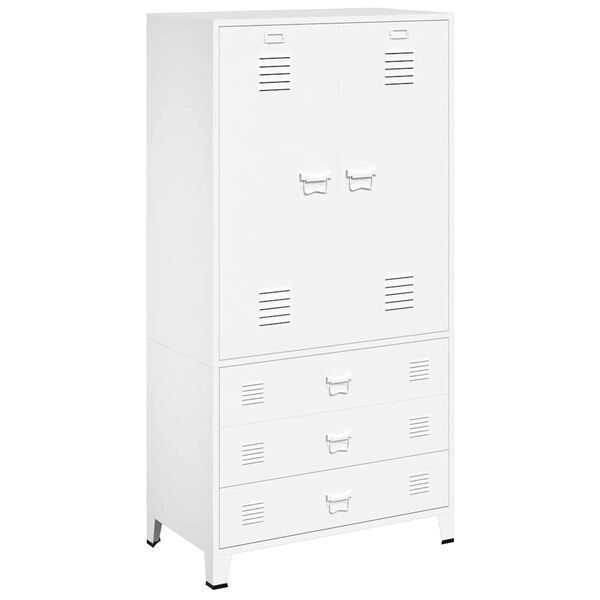 Armario industrial de metal blanco 90x50x180 cm Blanco