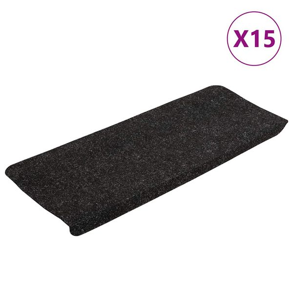 Alfombrilla autoadhesiva de escalera 15 uds 65x245x35 cm Gris antracita 65 x 24.5 x 3.5 cm