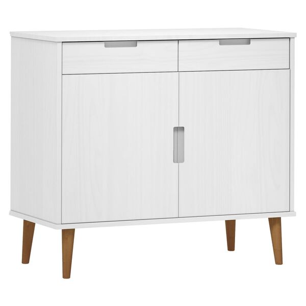 Aparador MOLDE madera maciza de pino blanca 90x40x80 cm Blanco