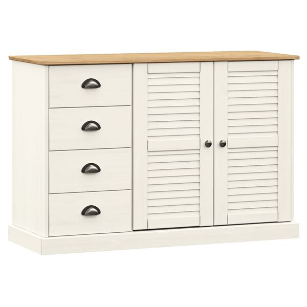 Aparador con cajones VIGO madera maciza pino blanco 113x40x75cm Blanco