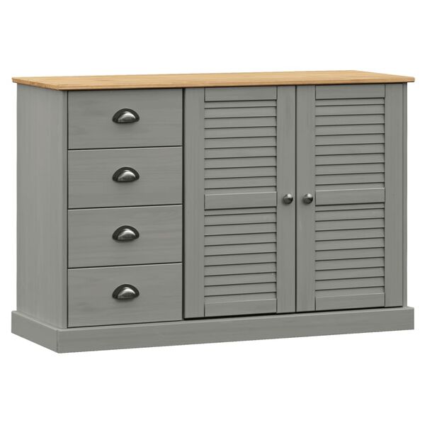 Aparador con cajones VIGO madera maciza pino gris 113x40x75 cm Gris