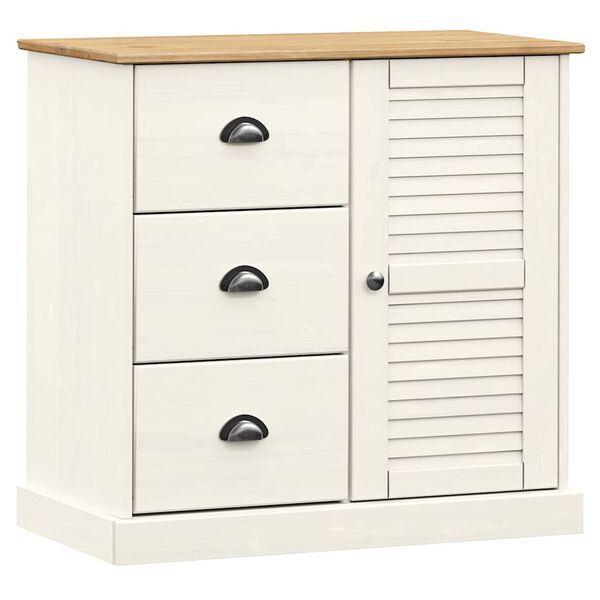 Aparador con cajones VIGO madera maciza pino blanco 78x40x75 cm Blanco