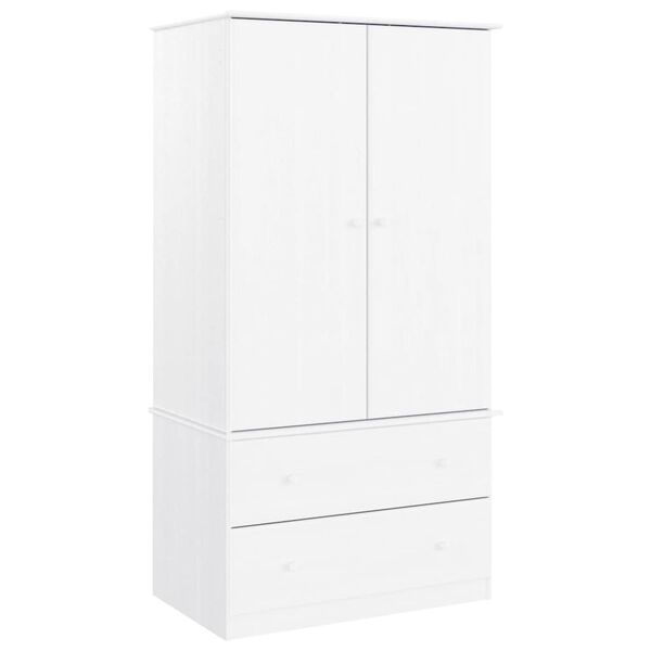 Armario ALTA madera maciza de pino blanco 90x55x170 cm Blanco
