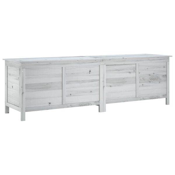 Arcón de jardín madera maciza abeto blanco 1985x50x565 cm Blanco 198.5 x 50 x 56.5 cm