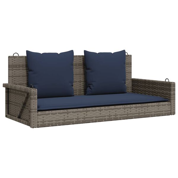 Banco columpio con cojines gris 119x56x48 cm ratán sintético
