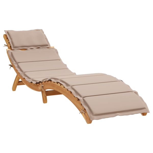 | Tumbona | con cojín taupe 55 x 184 x 64cm Madera de Acacia Sólida Taupé