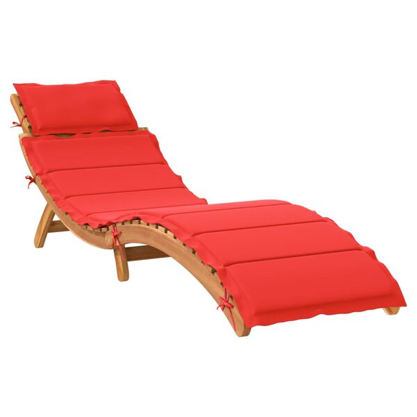 | Tumbona | con cojín taupe 55 x 184 x 64cm Madera de Acacia Sólida Rojo