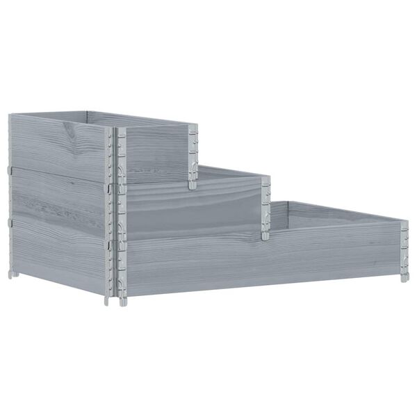 Arriate elevado de 3 niveles madera maciza pino gris 120×80 cm Gris 120 x 80 cm (80 x 30 cm)
