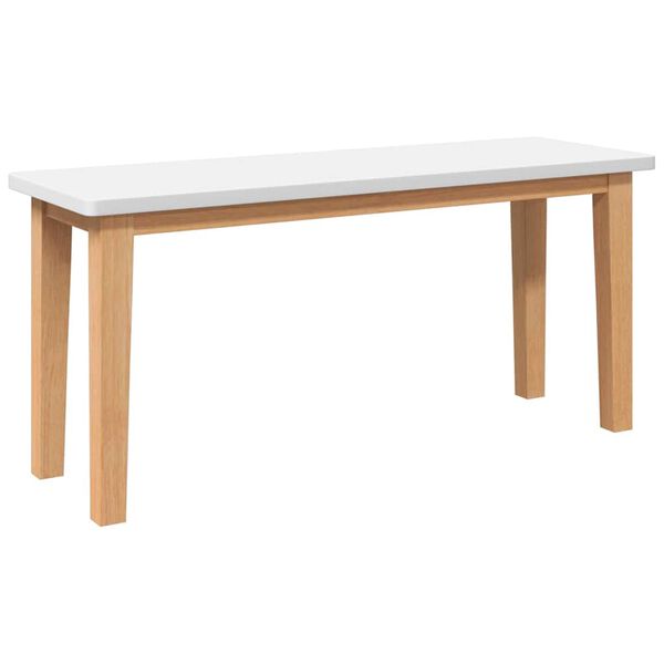 Banco 90 cm Madera Maciza Caucho Natural y blanco
