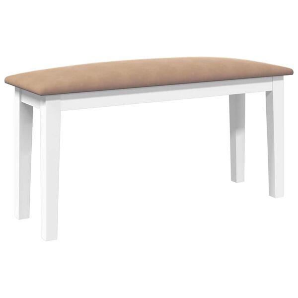 Banco 90 cm madera maciza caucho blanco Blanco y marrón