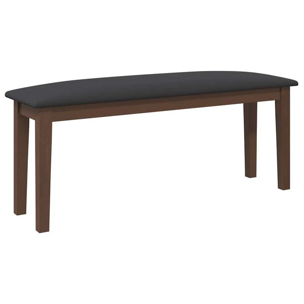 Banco 110 cm madera maciza marrón caucho Marrón y negro