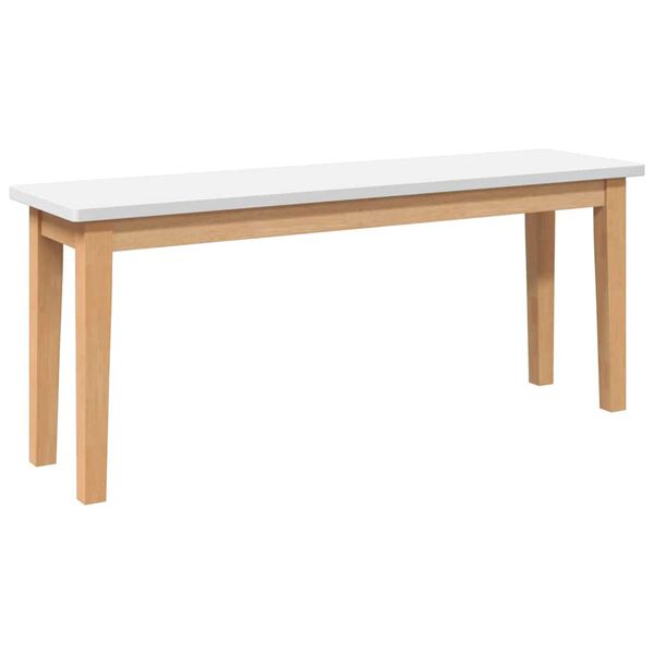 Banco 110 cm Madera Maciza Caucho Natural y blanco