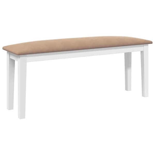Banco 110 cm madera maciza caucho blanco Blanco y marrón