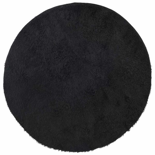 Alfombra peluda de pelo largo NAVARRA negra 120x120cm poliéster Negro Ø 120 cm
