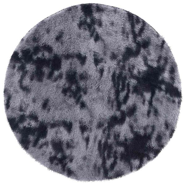 Alfombra de pelo largo NAVARRA gris oscuro 120×120 cm poliéster Gris oscuro Ø 120 cm