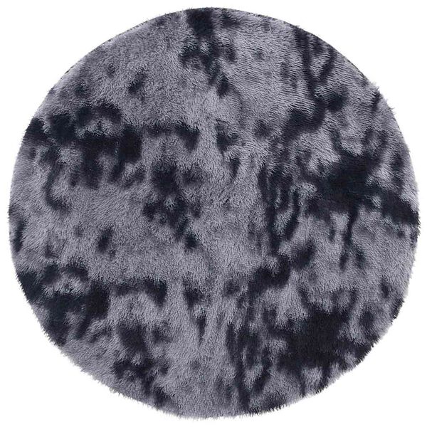 Alfombra de pelo largo NAVARRA gris oscuro 160×160 cm poliéster Gris oscuro Ø 160 cm