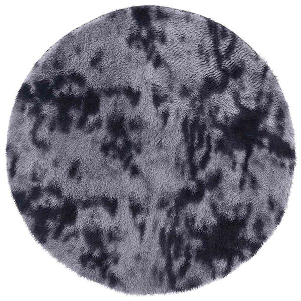 Alfombra de pelo largo NAVARRA gris oscuro 200×200 cm poliéster Gris oscuro Ø 200 cm