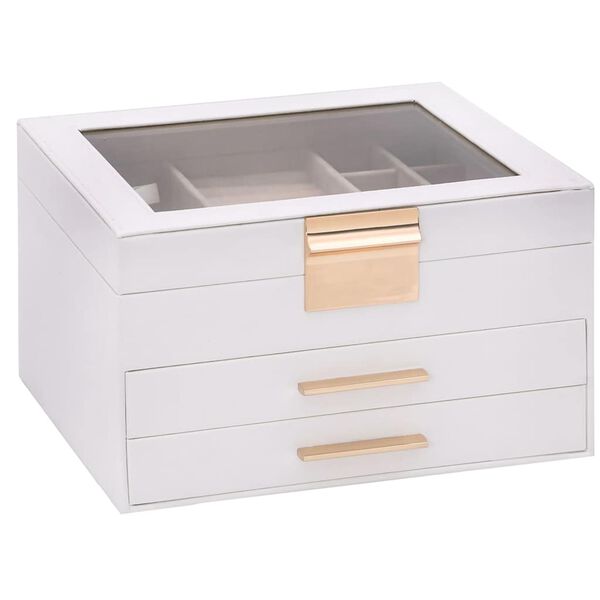 Caja para joyas de 3 niveles blanca 23x205x14 cm