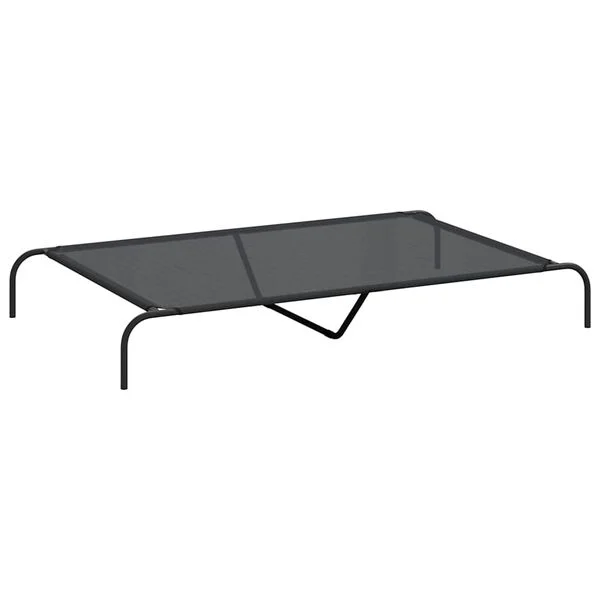 Cama elevada para perros negra 150x90x20 cm textilene y acero Negro 150 x 90 cm Textileno