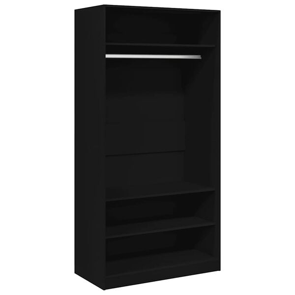 Armario de madera contrachapada negro 100x50x200 cm Negro 100 x 50 x 200 cm 3 estantes