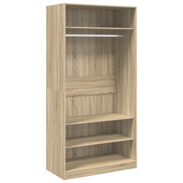 Armario de madera contrachapada roble sonoma 100x50x200 cm Roble Sonoma 100 x 50 x 200 cm 3 estantes