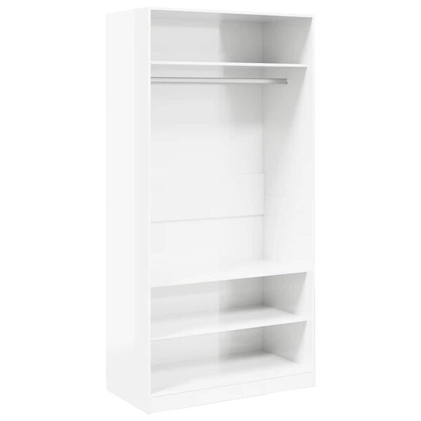 Armario de madera contrachapada blanco brillante 100x50x200 cm Blanco brillante 100 x 50 x 200 cm 3 estantes