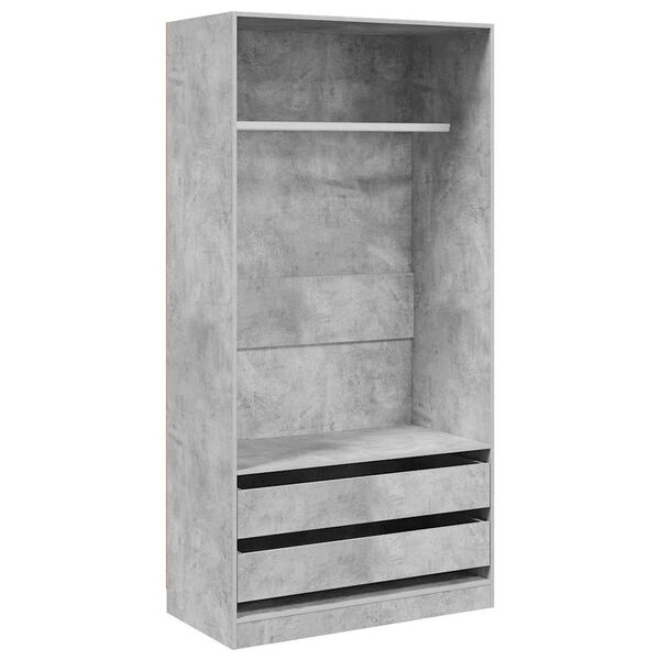 Armario de madera contrachapada gris hormigón 100x50x200 cm Gris hormigón 100 x 50 x 200 cm 2 cajones